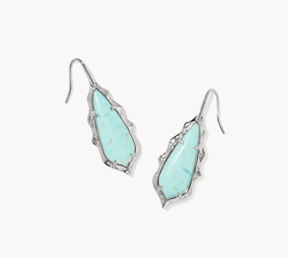 Adriana Scallop Frame Drop Earrings Silver Sea Green Chrysocolla