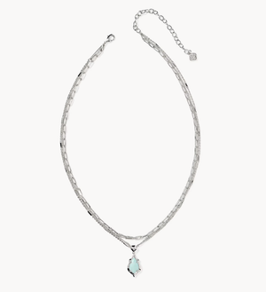 Adriana Scallop Frame Multi Strand Necklace Silver Sea Green Chrysocolla