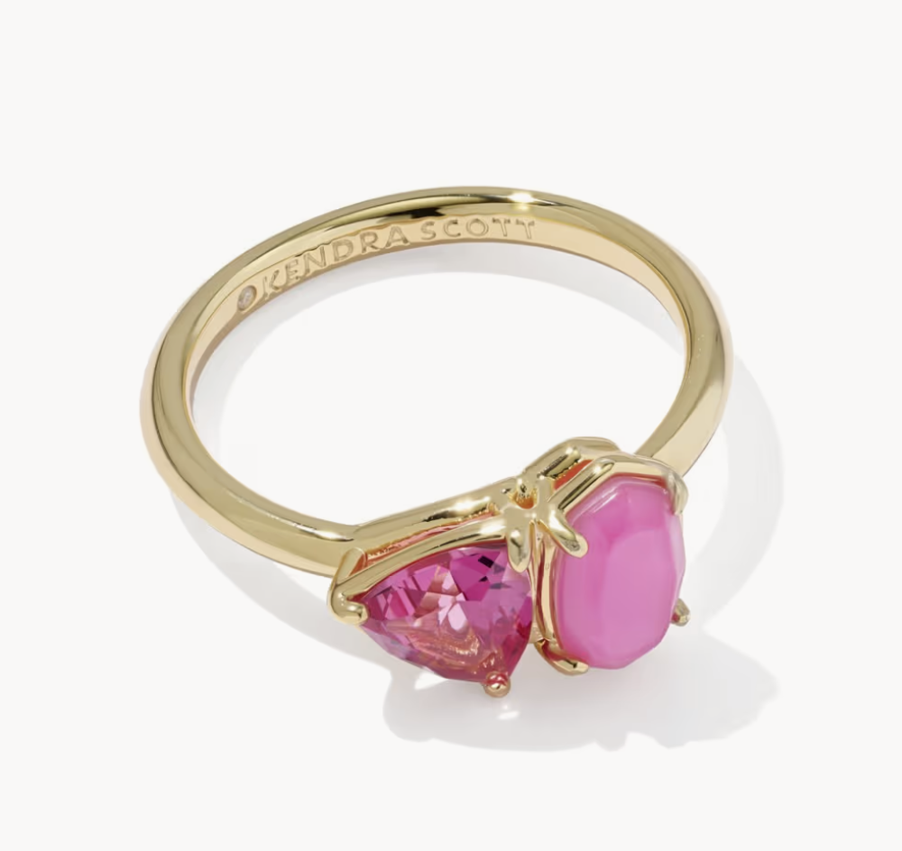 Tatum Band Ring Gold Azalea Pink Mix