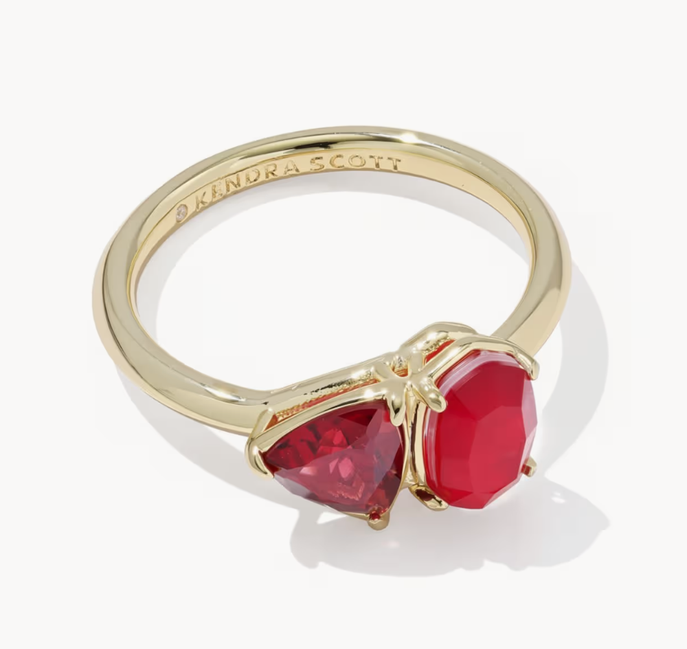 Tatum Band Ring Gold Red Mix
