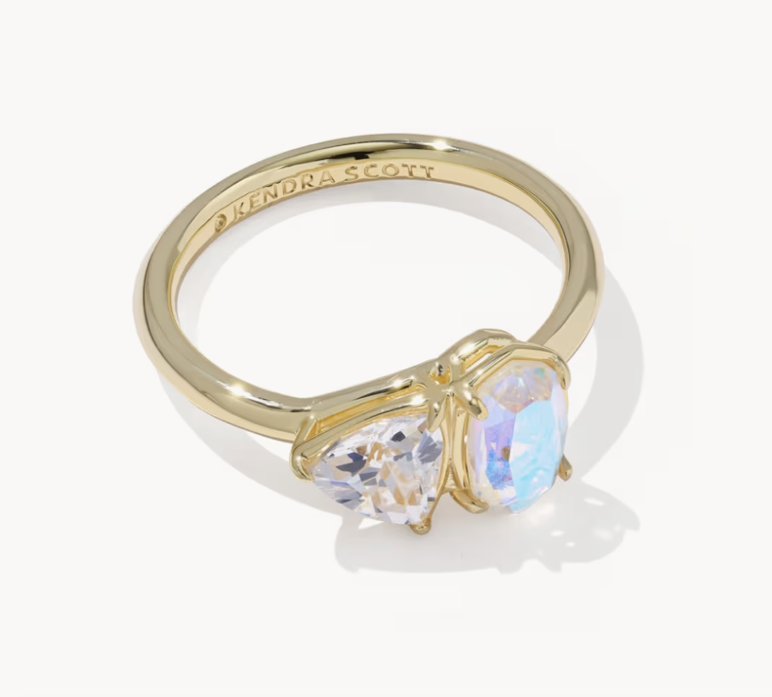 Tatum Band Ring Gold White CZ Mix