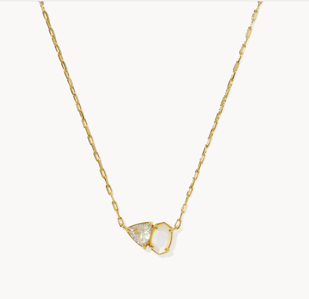 Tatum Short Pendant Necklace Gold Neutral Mix