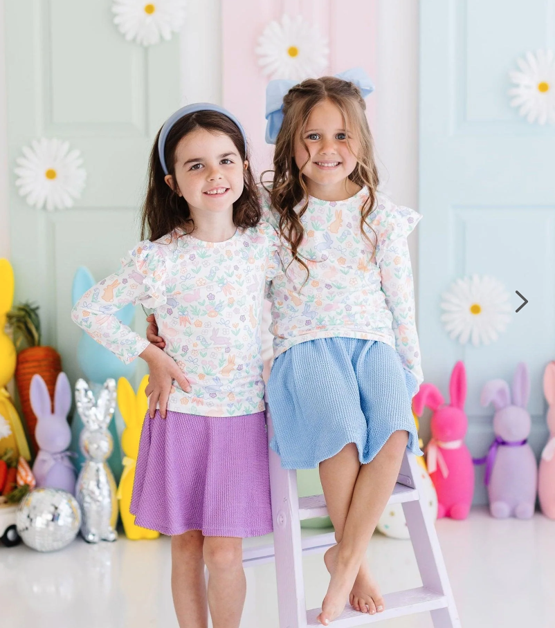 Hoppy Easter LS Ruffle Tee