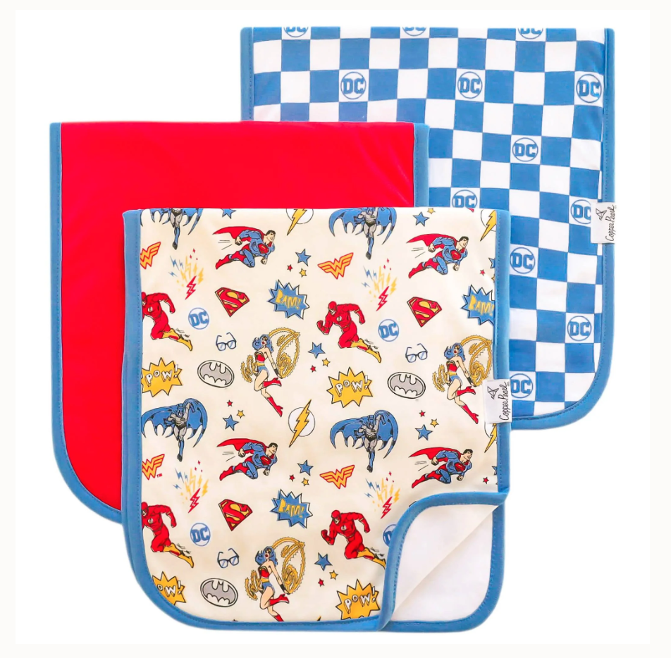 Justice League Copper Pearl Burp Cloth