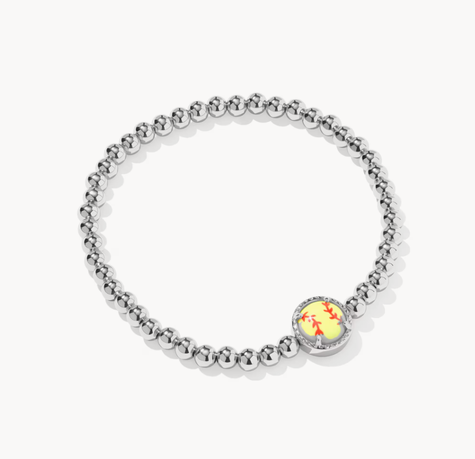 Softball Stretch Silver Bracelet