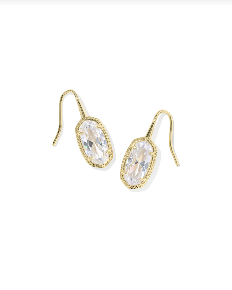 Lee Luxe Drop Earrings Gold White CZ