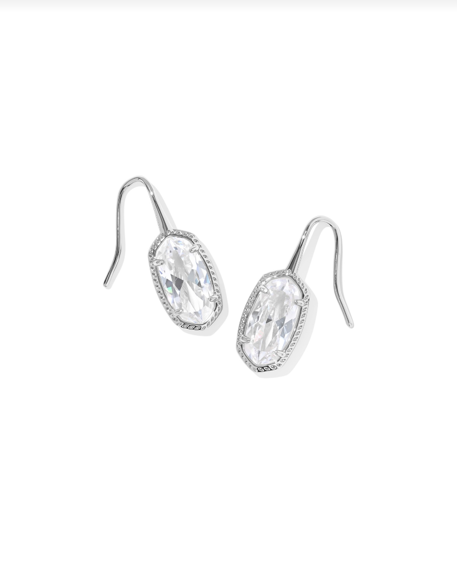 Lee Luxe Drop Earrings Rhod White CZ