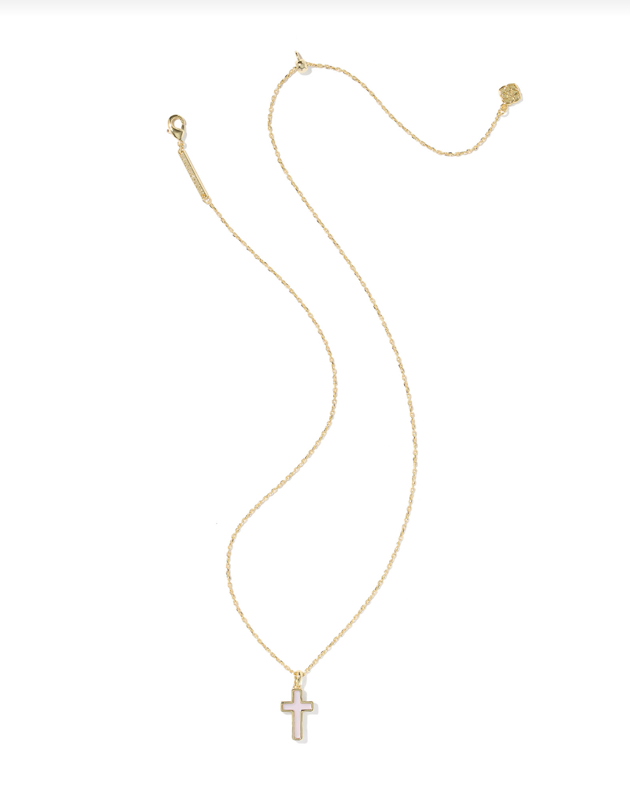 Cross Pendant Nickel Gold Matte Blush Pink