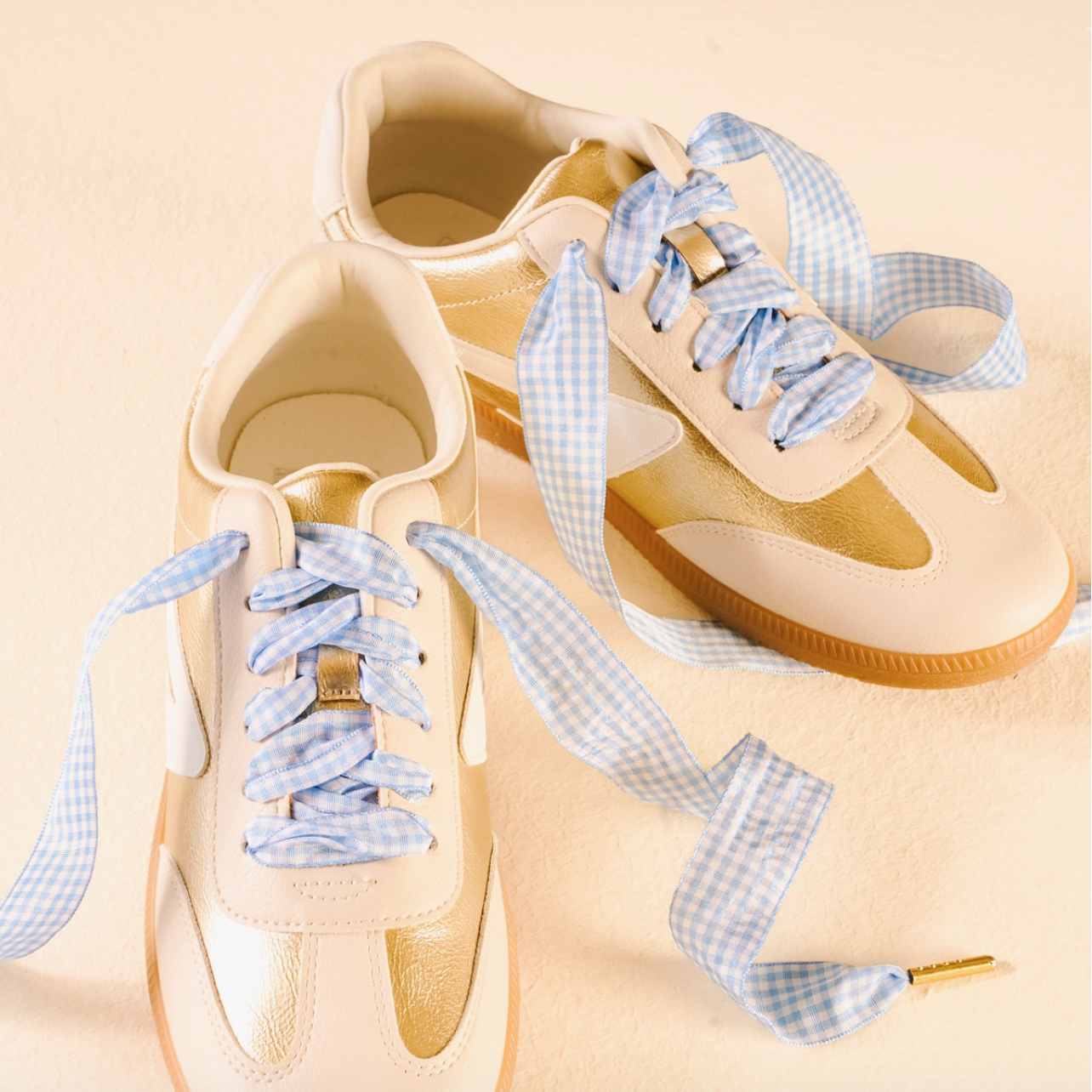 Step It Up Gingham Light Blue Shoe Laces