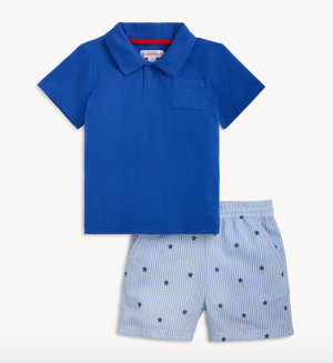 Seersucker Stripe Magnetic Cotton Tee & Short Set