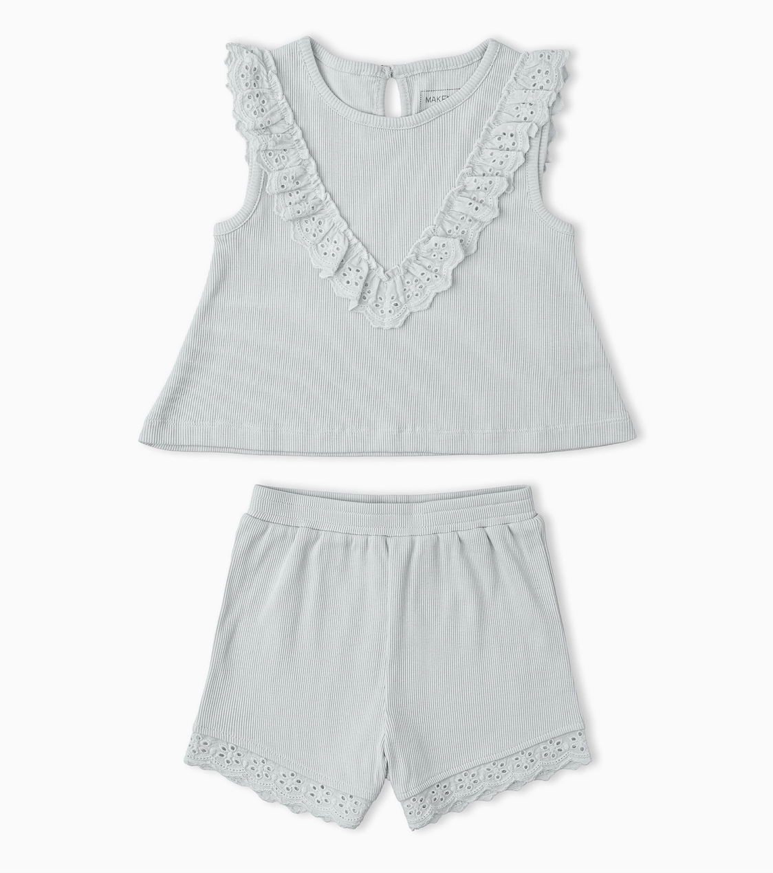 Organic Ruffle Top & Short Set Fog