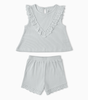 Organic Ruffle Top & Short Set Fog
