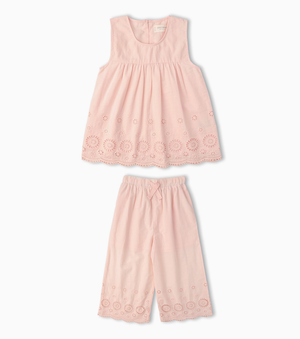 Organic Eyelet Top & Pant Set Blush Eyelet