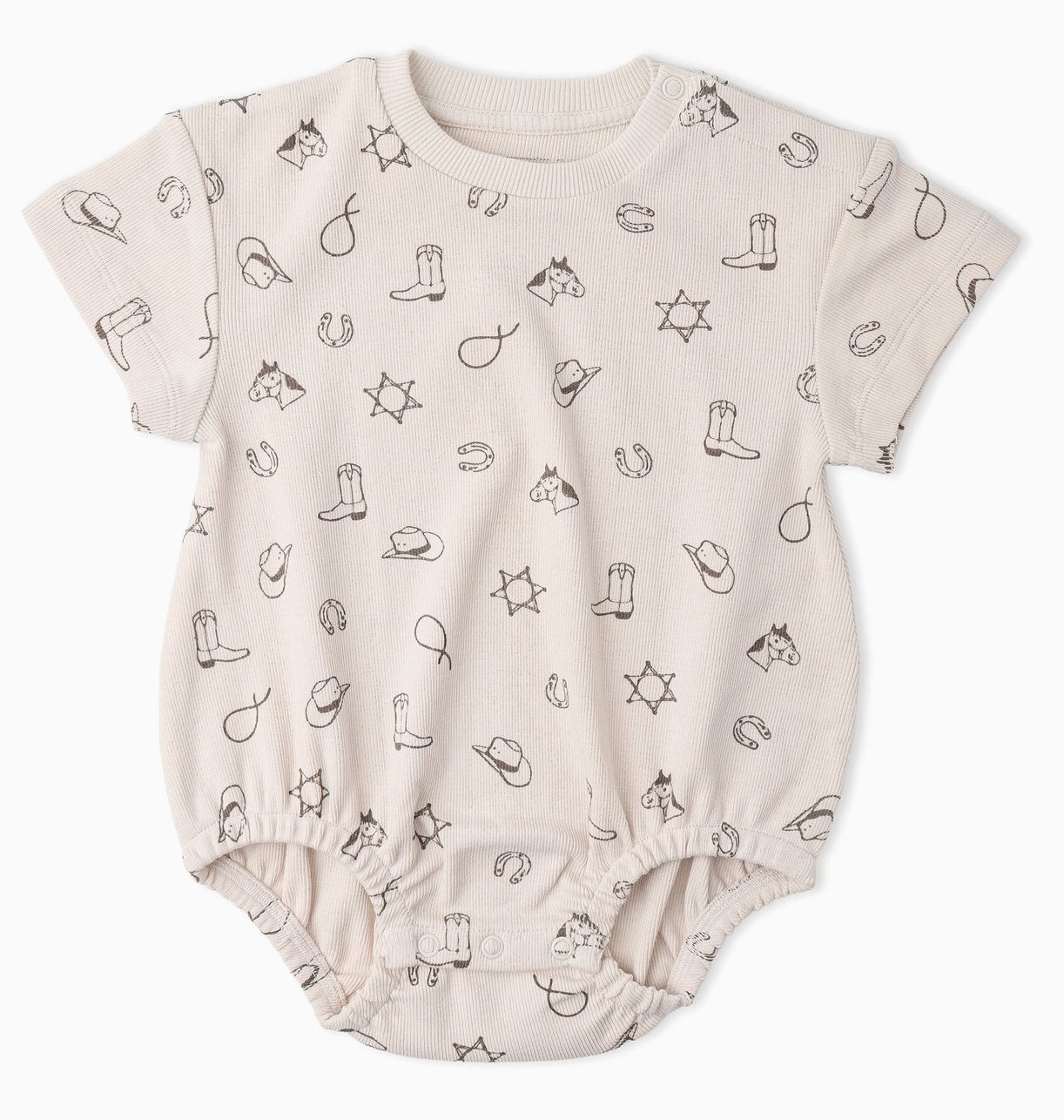 Organic Short Sleeve Bubble Romper Rodeo