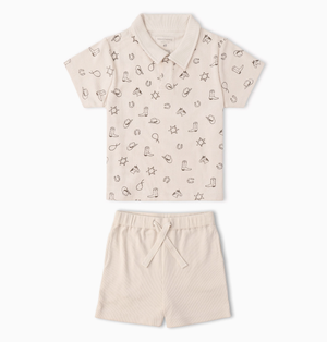 Organic Collar Tee & Short Set Rodeo