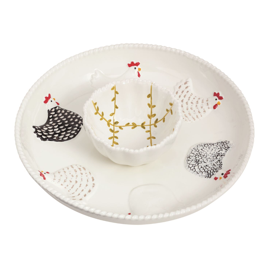 Rooster Chip & Dip Tray