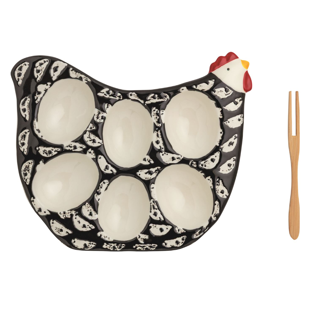 Black Mini Rooster Deviled Egg Tray