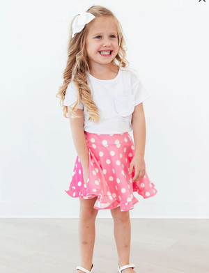 Pink Polka Dots Ruffle Twirl Skort