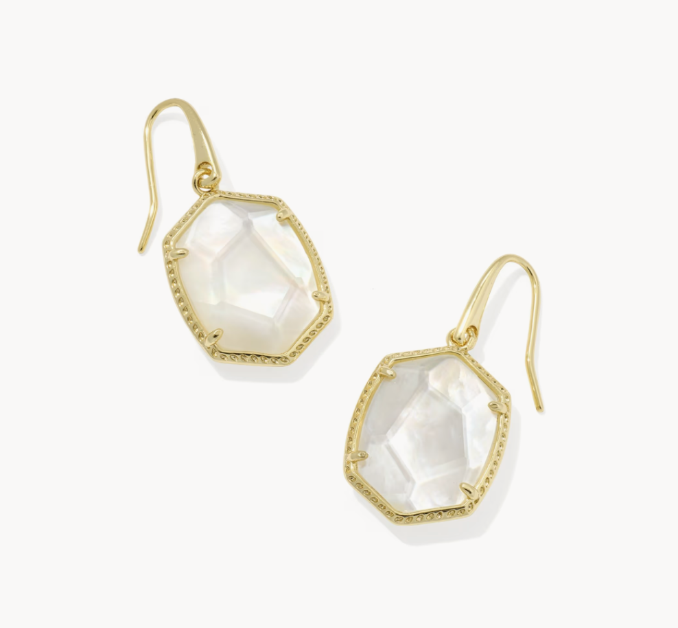 Daphne Frame Drop Earrings Gold Ivory MOP