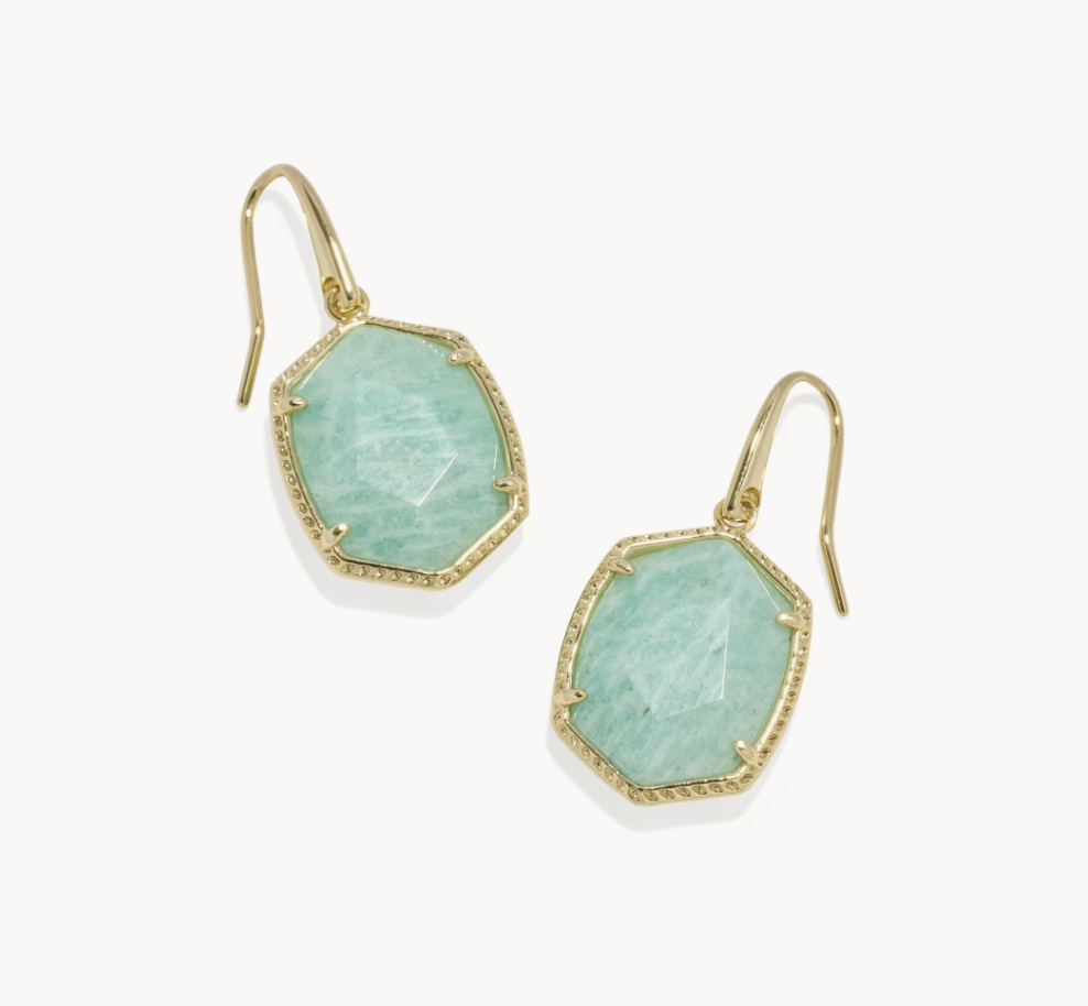 Daphne Frame Drop Earrings Gold Teal Amazonite