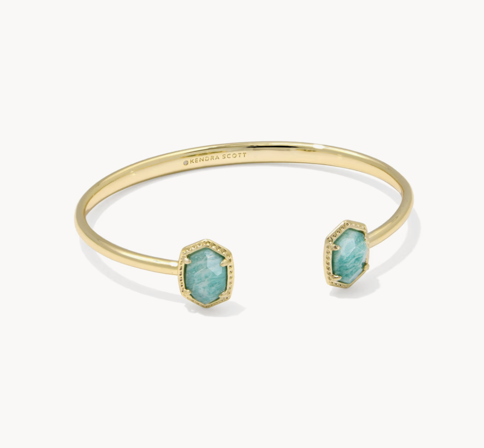 Daphne Frame Cuff Bracelet Gold Teal Amazonite
