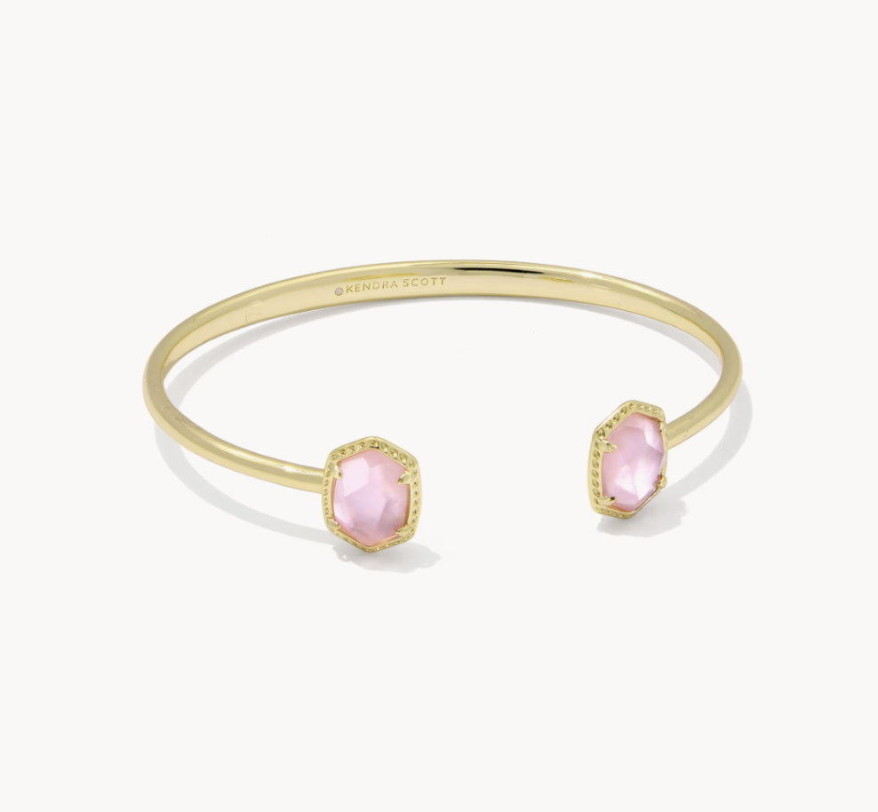 Daphne Frame Cuff Bracelet Gold Light Pink MOP