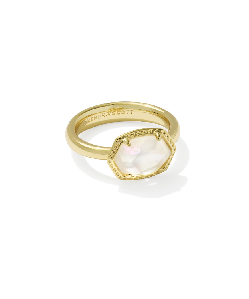 Daphne Frame Band Gold Ivory Ring