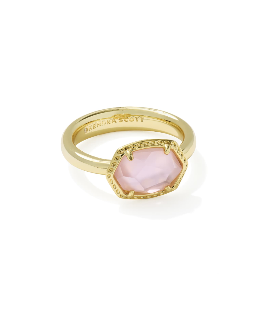Daphne Frame Band Gold Light Pink MOP Ring