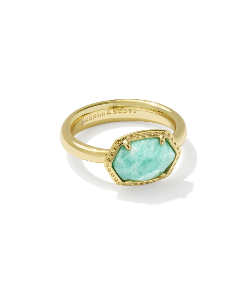 Daphne Frame Band Gold Teal Amazonite Ring