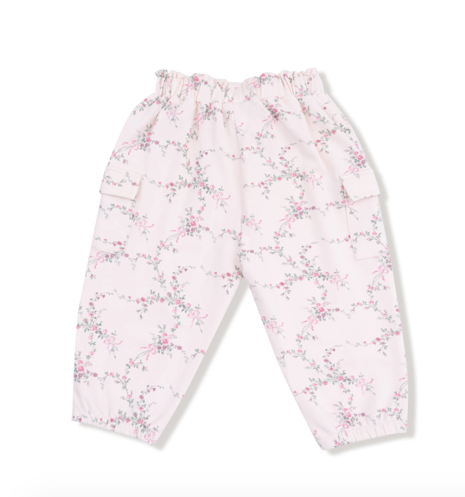 French Terry Antoinette Floral Fashion Cargo Pants