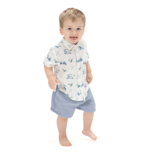 Polo Button Up With Casual Short Baby Golf Carts Blue