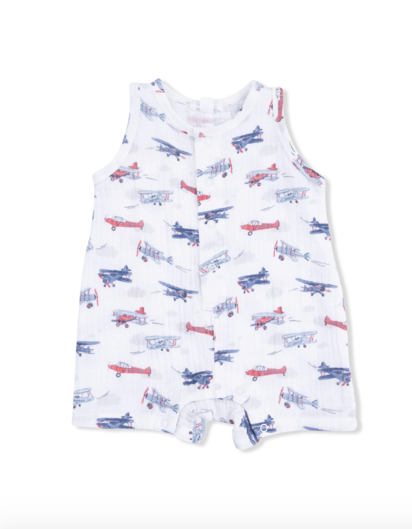 Sleeveless Shortie Romper Vintage Planes