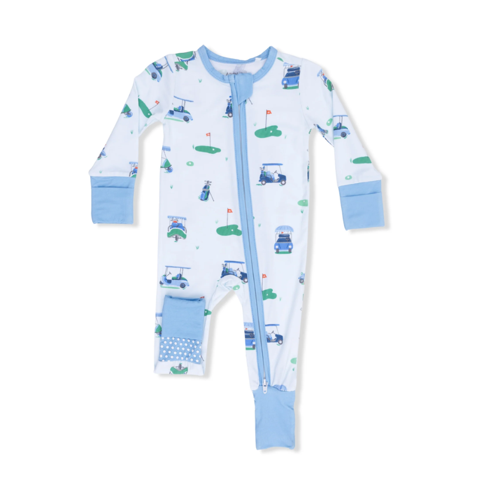Convertible Romper Vintage Golf Carts Blue