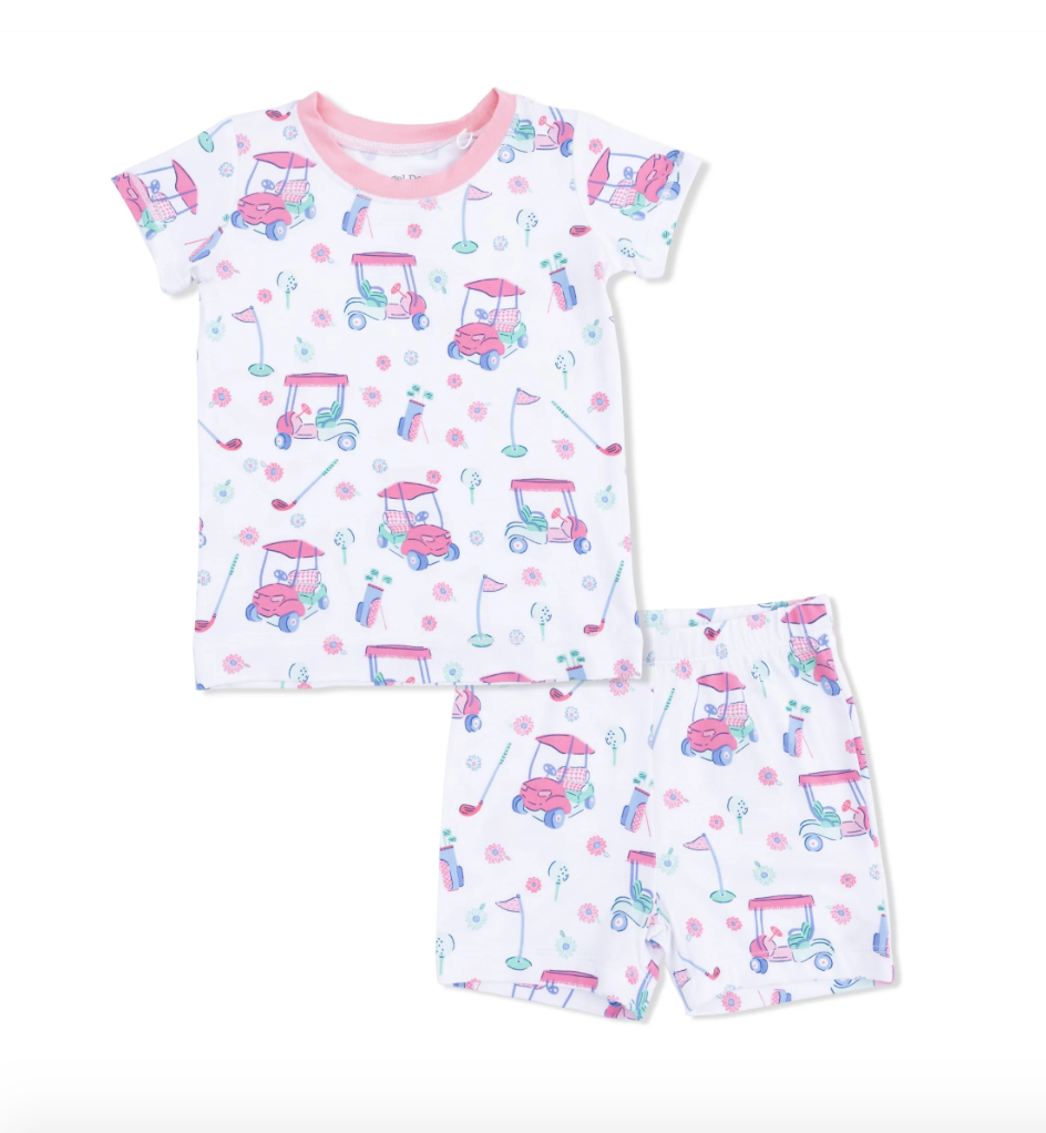 Loungewear Short Set Golf Carts And Flowers