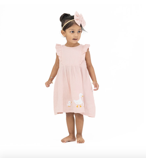 Ruffle Sleeve Dress And Bloomer Solid Muslin Lotus Flower Ducklings