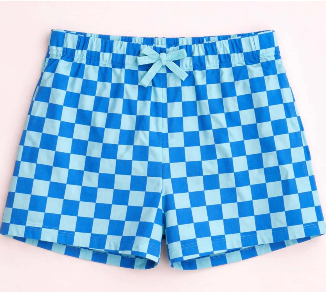 Girls Checkered Shorts Blue