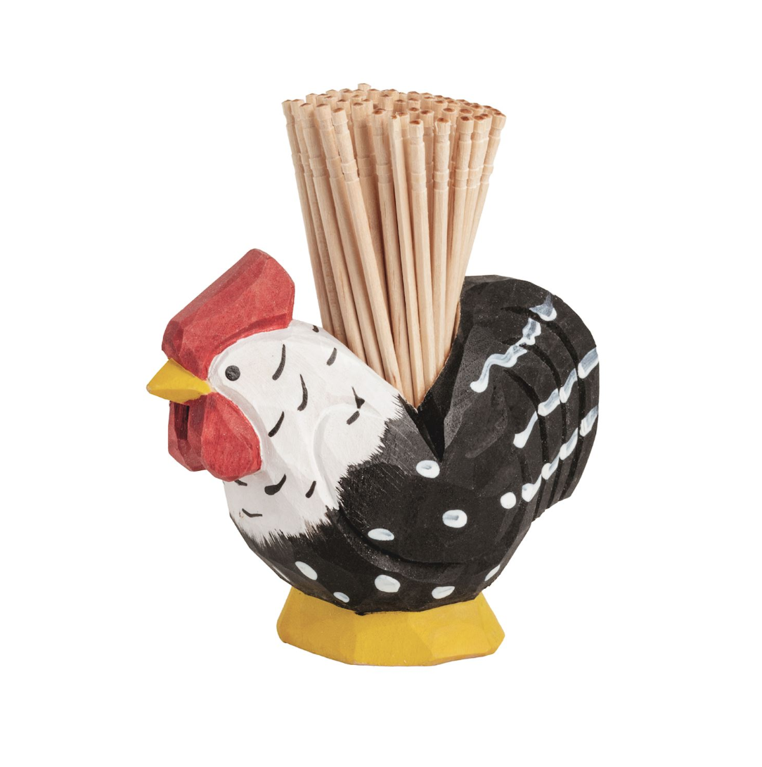 Rooster Wood Toothpick Holder