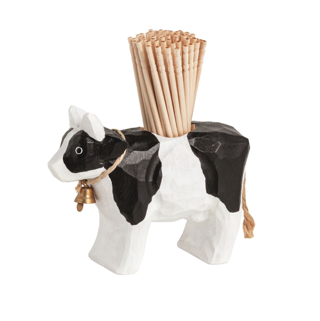 Cow Wood Toothpick Holder