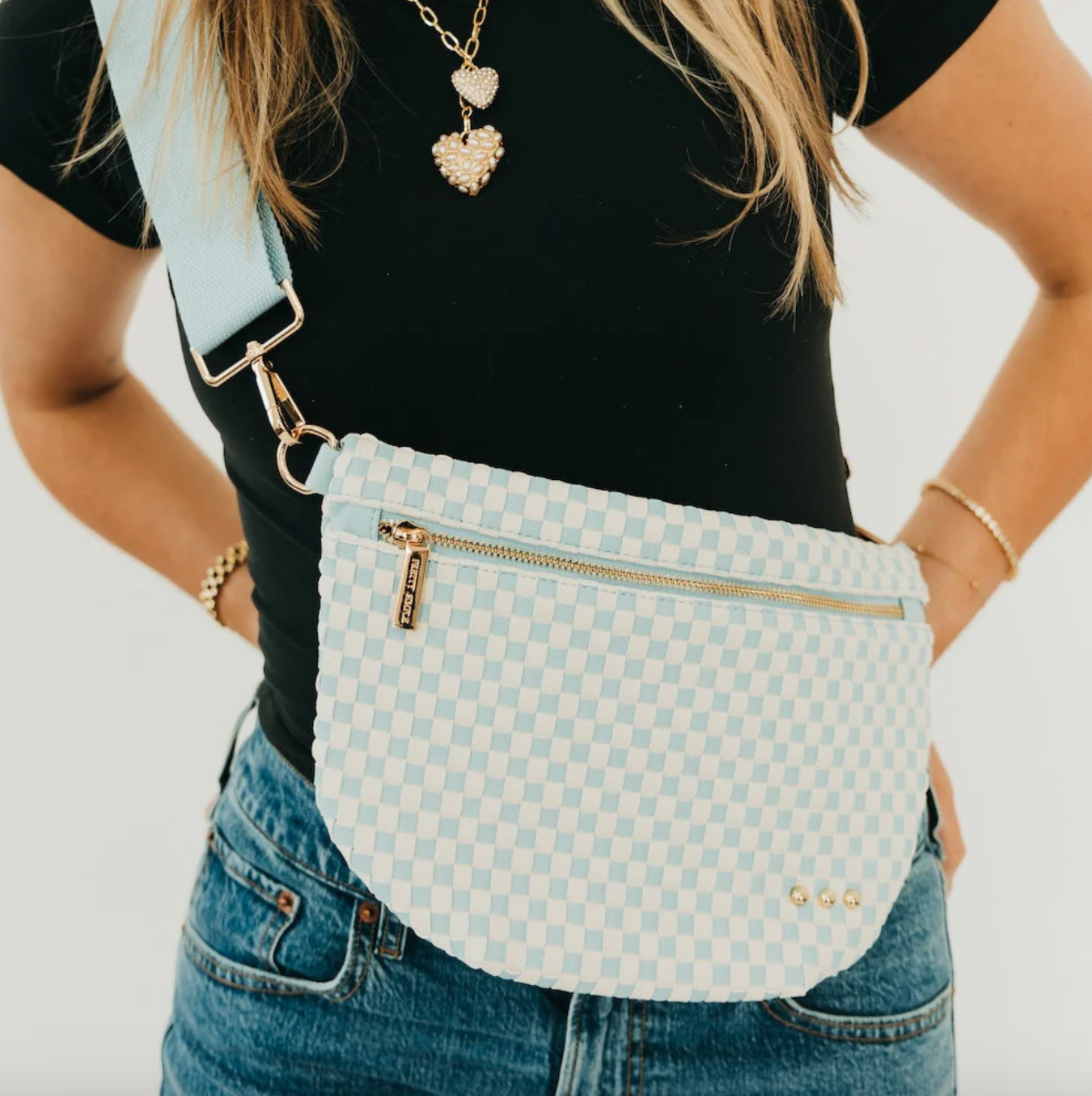 Westlyn Woven Bum Bag Check Blue