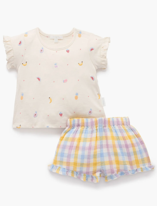 Lila Check Fruity Short Set