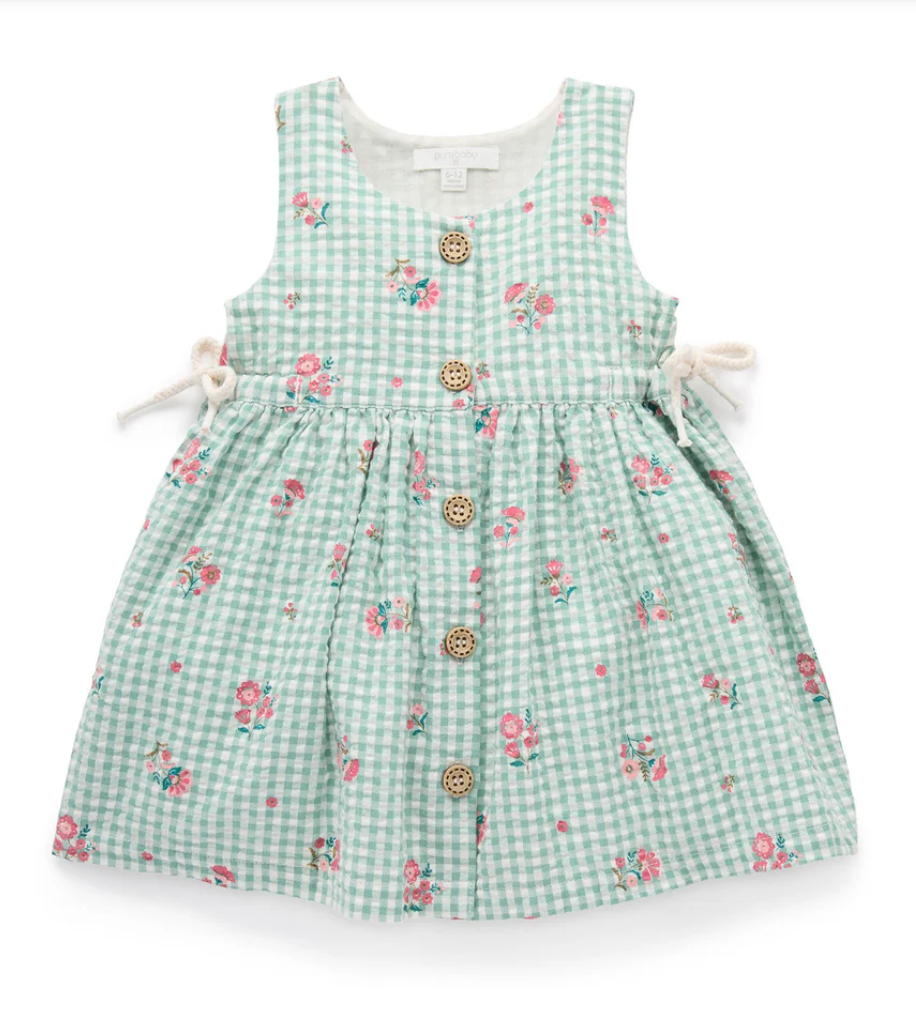 Frida Print Gingham Pinnie Green