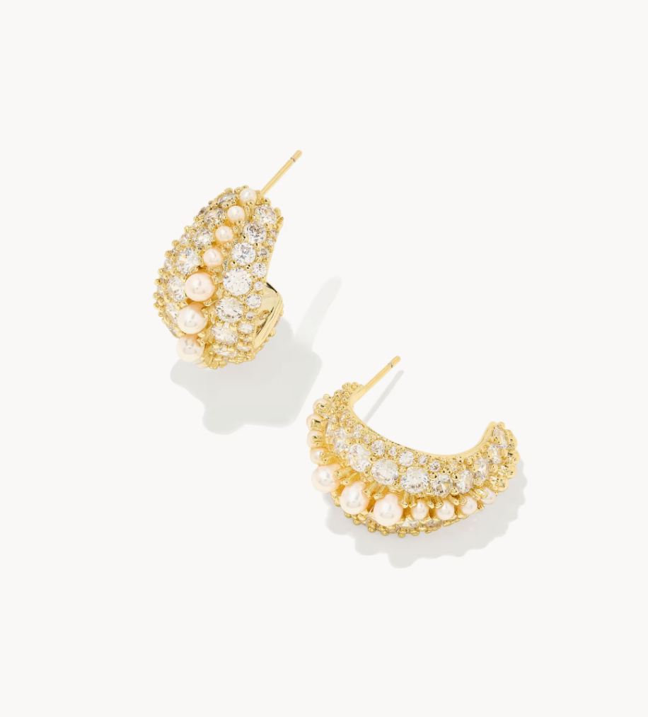 Krista Gold Hoop Earrings in White Mix - Kendra Scott