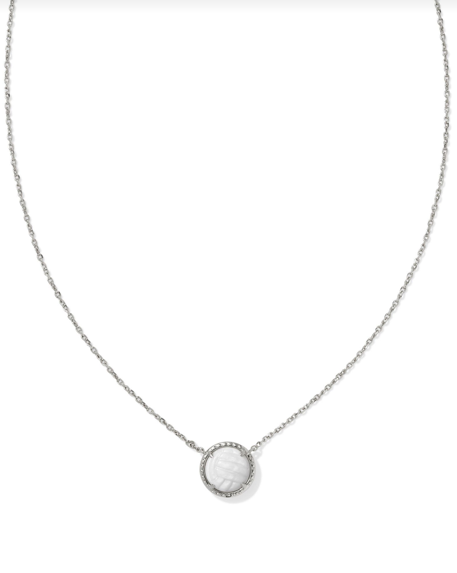 Volleyball Short Pendant Necklace Silver White Mother of Pearl - Kendra Scott