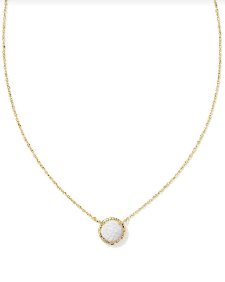 Volleyball Short Pendant Necklace Gold White Mother of Pearl - Kendra Scott