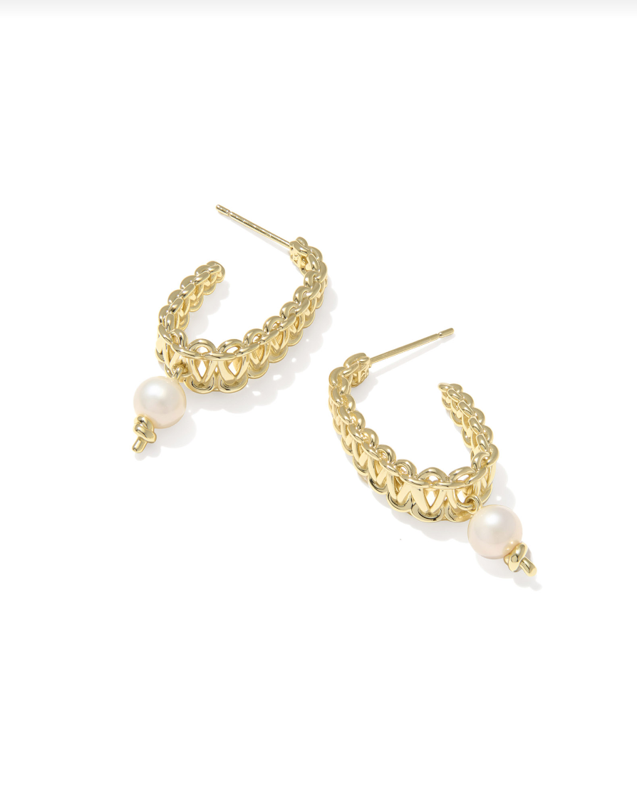 Gabriella Pearl Hoop Earrings Gold Freshwater Cultured Pearl - Kendra Scott