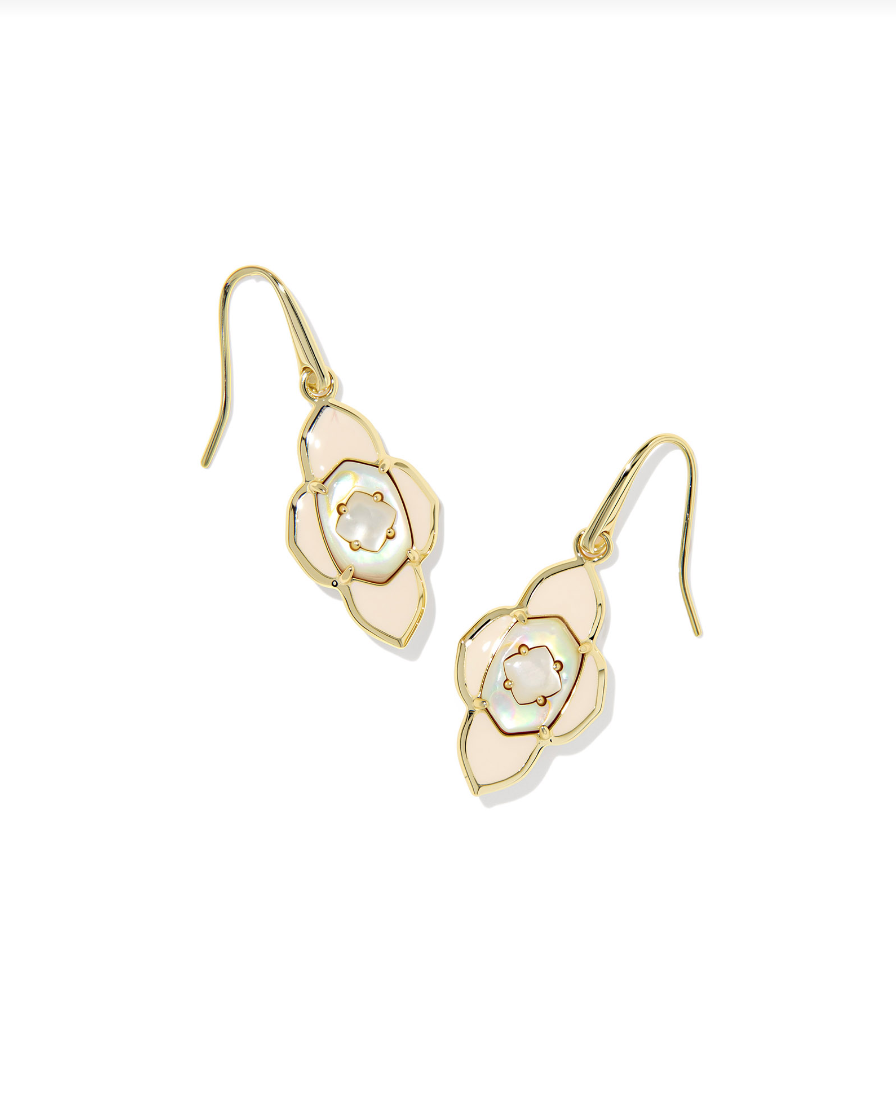 Abbie Medallion Small Drop Earrings Gold Neutral Mix - Kendra Scott