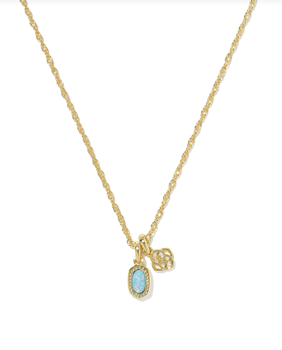 Mini Elisa Dira Necklace Gold Blue Lab Grown Opal - Kendra Scott