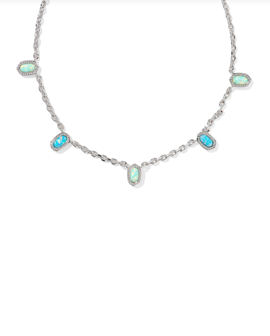 Mini Elisa Strand Necklace Silver Green Mix - Kendra Scott