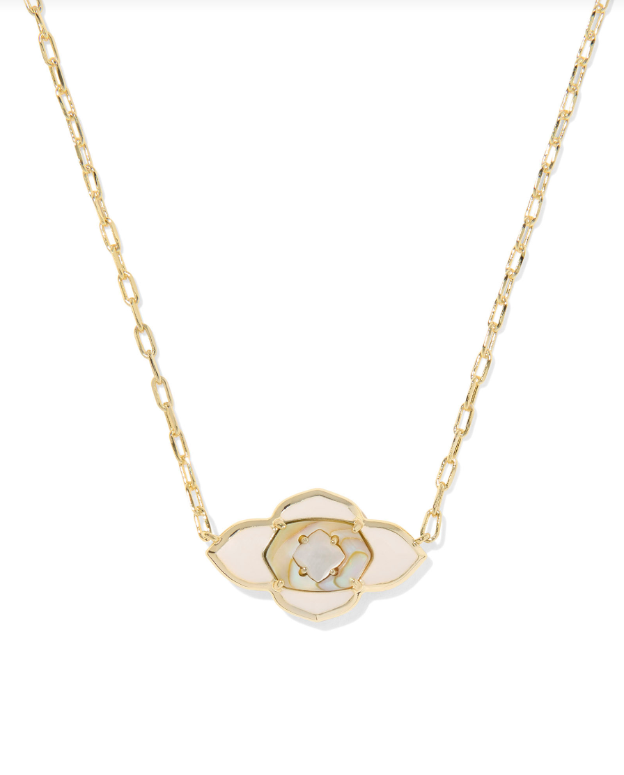 Abbie Medallion Short Pendant Necklace Gold Neutral Mix - Kendra Scott