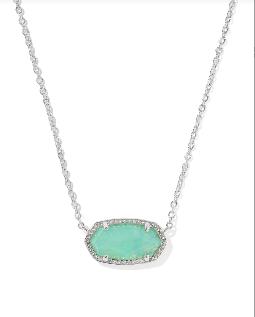 Elisa Pendant Necklace Silver Mint Iridescent Abalone - Kendra Scott